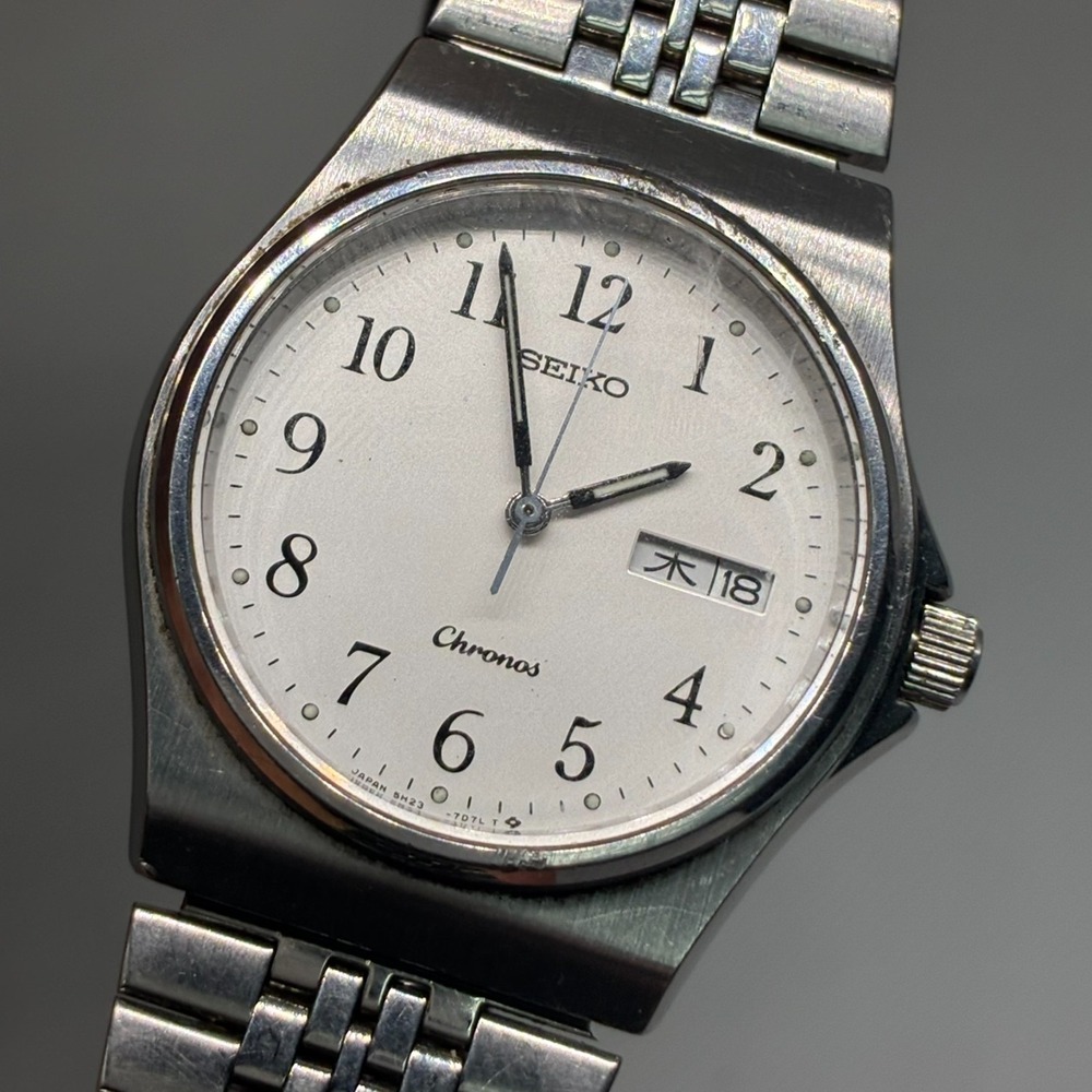 Vintage Seiko Chronos 5H23-7D20 Men's Watch Dial 33mm-Working!